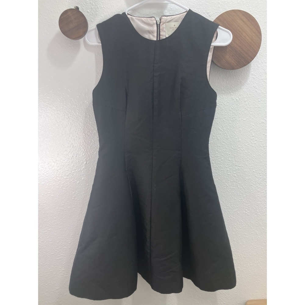 Kate Spade SILK Little Black Dress Size 2 A-Line Round Neck Sleeveless Luxury NY